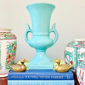 Vintage Royal Haeger Turquoise Ceramic Decorative Urn Vase - Palm Beach Decor